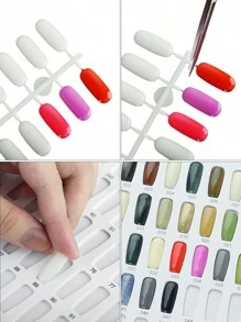 308/216/160/120 Marble Texture Professional Nail Art Display Book, DIY Nail Polish Color Chart Display Board, Includes Fake Nails Tools And Numbered Stickers, Premium Texture - Multicolor - View 6