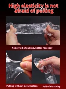 Un juguete sexual masculino transparente tipo funda de pene, un producto sexual y SM, una cubierta de pene transparente con partículas suaves, una funda de gallo de silicona con una vaina extendida, un anillo de pene con un dilatador esférico, reutilizable, funda de pene realista, juguete sexual para adultos, para pareja, estimulando la vagina femenina para mejorar el placer sexual, una funda de pene de 6 cm de largo para hombres, un juguete sexual para parejas
