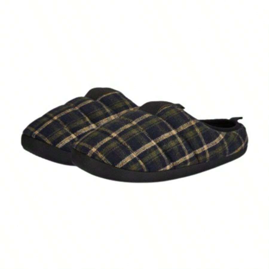 Scuff Flannel Slippers Black Green - Black - View 1
