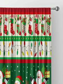 2 tấm rèm họa tiết ông già Noel và người tuyết cho bữa tiệc Giáng sinh vui vẻ, vật dụng thiết yếu cho ngày lễ, kỹ thuật in kỹ thuật số - Giáng sinh nhiều màu - Xem 5
