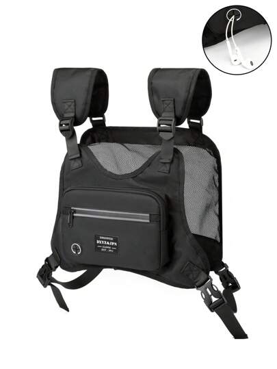 1 件骑行背心包、越野背心包、马拉松运动背心胸包、滑雪背心包、运动胸包、时尚街头背心男士嘻哈胸包背心包双肩带胸包、防水轻质前胸包、跑步背心包带额外存储空间，适合运动、跑步、骑行、跑步锻炼徒步旅行露营、男士礼物，适合男士学生秋季旅行圣诞节冬季假期感恩节大容量多功能户外便携时尚休闲爸爸礼物男友礼物