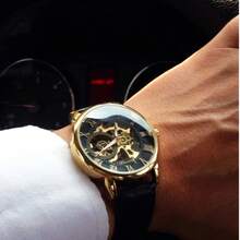 FORSINING Men Skeleton Mechanical Watch - Gold - View 5