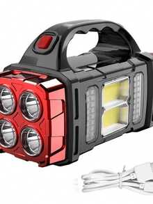 Super Powerful Led Spotlight Flashlight Rechargeable Usb Solar Power Bank Waterproof - 2 ĐƠN VỊ - Xem 6