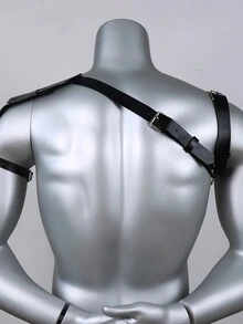 Medieval Renaissance Viking Men's One-Shoulder Armor Strap COSPLAY Halloween Role Playing Props - Black - View 5