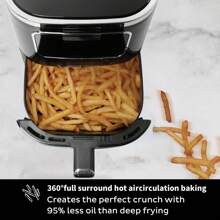 5QT Beztłuszczowy piekarnik Air Fryer, 80% mniej tłuszczu Ciesz się chrupiącą pysznością, odpowiedni do skrzydełek kurczaka, pizzy, steków, idealny dla rodzin 2-3 osobowych - Wtyczka UE typ C (220–240 V) - Zobacz 4