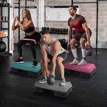 Adjustable Exercise Aerobic Step Platform,Fitness Stepper,With Stackable Risers,For Home Gym Exercise Fitness Workout - Size trung bình (Hồng) - Xem 7