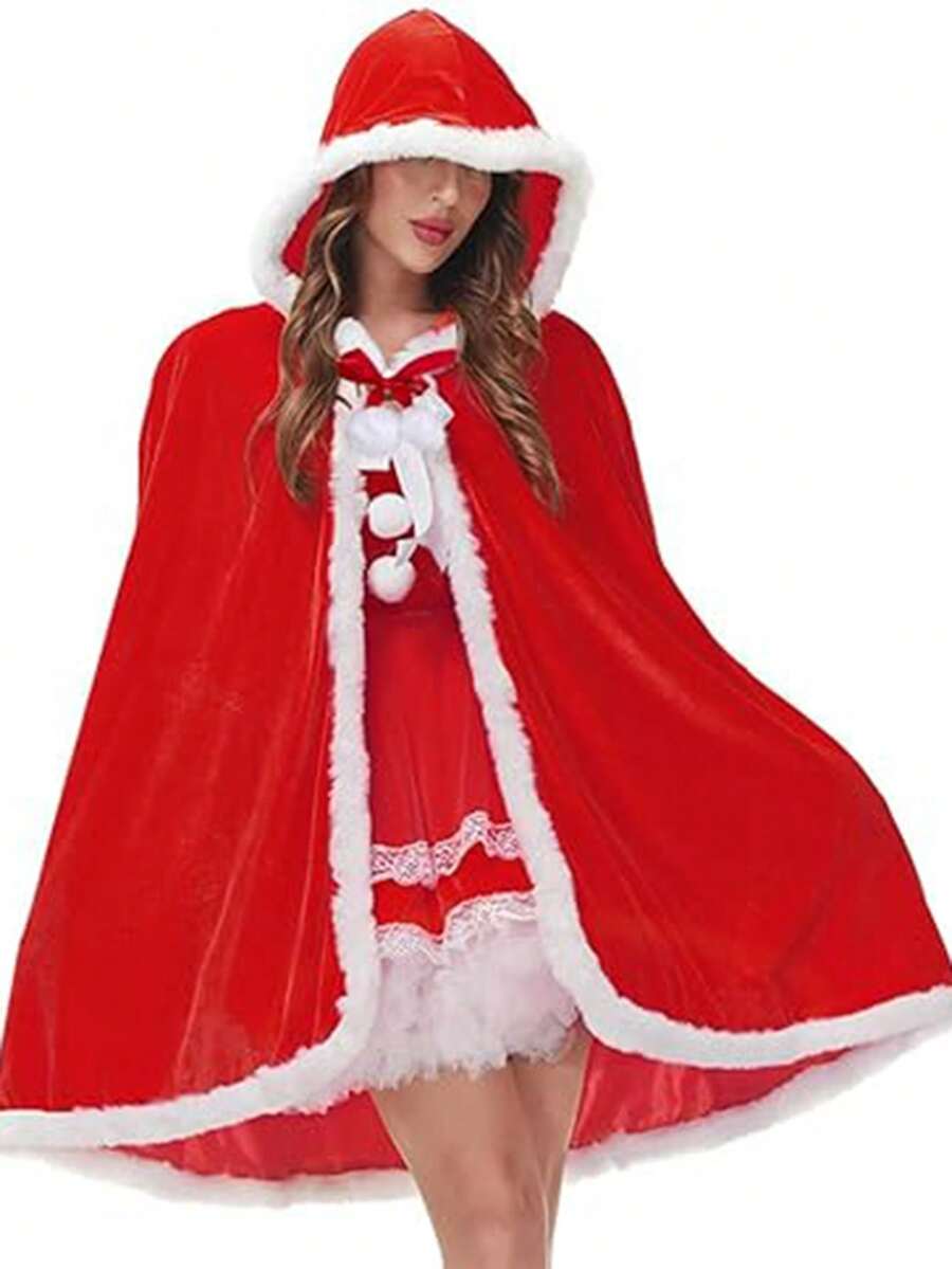 1 chiếc áo choàng trùm đầu màu đỏ lễ hội 150CM/90CM - Nhiều màu - Xem 1