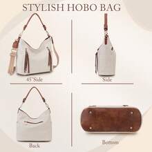 2pcs Women's Large Capacity Tote Bag Purse Set, Fashionable Solid Color Shoulder Bags With Removable Strap, Vintage Leather Hobo Bags, Stylish Artificial Leather Handbags, Perfect For Work, Business, Commute, And College, Ideal Gift For Teen Girls, Women, And Office Workers , Great For Travel, School, Perfect Holiday Gift For Christmas & Thanksgiving