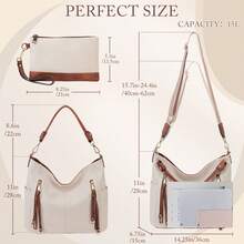 2pcs Women's Large Capacity Tote Bag Purse Set, Fashionable Solid Color Shoulder Bags With Removable Strap, Vintage Leather Hobo Bags, Stylish Artificial Leather Handbags, Perfect For Work, Business, Commute, And College, Ideal Gift For Teen Girls, Women, And Office Workers , Great For Travel, School, Perfect Holiday Gift For Christmas & Thanksgiving