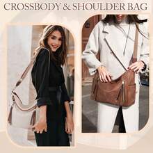 2pcs Women's Large Capacity Tote Bag Purse Set, Fashionable Solid Color Shoulder Bags With Removable Strap, Vintage Leather Hobo Bags, Stylish Artificial Leather Handbags, Perfect For Work, Business, Commute, And College, Ideal Gift For Teen Girls, Women, And Office Workers , Great For Travel, School, Perfect Holiday Gift For Christmas & Thanksgiving