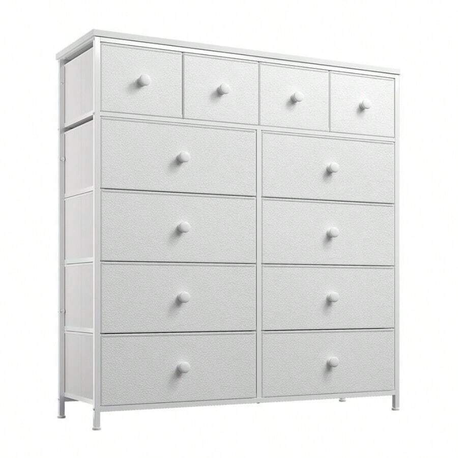 Space Saving Dresser With 12 Drawers, Stylish Bedroom Home Organizer With Sturdy Metal Frame And Wooden Top, Lightweight Dresser And Chest Of Drawers For Bedroom, Living Room, Entryway, Easy To Assemble