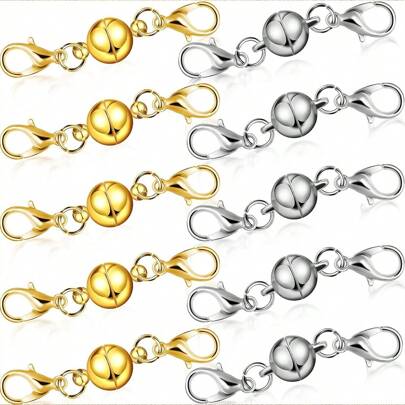 2/4/10 Pieces Locking Magnetic Jewelry Clasps Round Magnetic Lobster Clasps Locking Closures Bracelet Necklace Clasps Extender For Jewelry Bracelet Necklace Making
