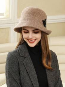 LEAJOURNO. 1pc Women's Elegant Quality Vintage French-Style Bucket Hat, Black Swan Decor, Perfect For Outdoor Photos, Autumn/Winter, An Essential Accessory For Ladylike Look Winter Hat
