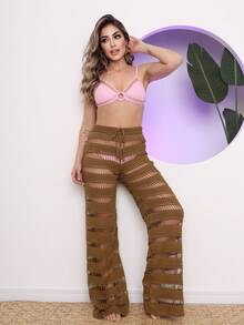 Beach Pants With Transparent Print - 棕色 - 查看 2
