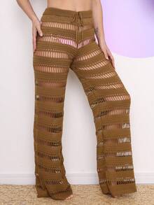Beach Pants With Transparent Print - 棕色 - 查看 3