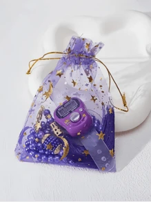 2pcs/Set Muslim Prayer Beads & Tasbih Bracelet Set, Gift Bag Packaging, Handheld Ring Counter