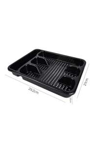 Jogo talher 25 peças Inox com Cabo Plástico Preto Colher Garfo Faca de mesa Organizador