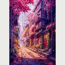 Tranh canvas và tranh in hình kiến trúc đường phố Nhật Bản với họa tiết hoa anh đào, tranh nghệ thuật treo tường cho phòng khách hiện đại. - Nhiều màu - Xem 24