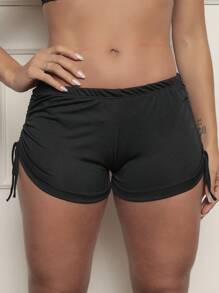 Sukini Bikini Women's Beach Shorts Side Adjustment Sunkini High Waist Beachwear - màu đen - Xem 2