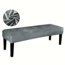 Silver Fox Fur Bench Cover,Rectangular Stretch Square Ottoman Covers Slipcover Rectangle Washable Foot Stool Cover Thick Storage Protector With Elastic Bottom,Stretch Dining Room Bench Slipcovers