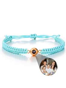 1 Stück personalisierte Foto-Projektions-Armband, rundes Projektions-Foto-Armband, buntes geflochtenes Projektions-Armband, geschlechtsneutrales Design, geeignet für Männer, Frauen, Paar, Familie, Freunde und Haustiere. Weihnachten, Halloween, Muttertag, Vatertag, Valentinstag und Geburtstagsgeschenk