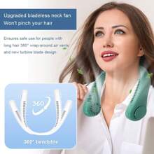 Ventilador Cuello Portátil Silencioso Usb Recargable Nuevo,Ventilador personal de 3 velocidades ajustable, ventilador de cuello colgante, modelo de ajuste de silicona, se puede utilizar para la oficina/viaje/acampar,Ventilador de Cuello, Ventilador Portátil con 3 Velocidades de Viento, Ventilador de cuello colgante con Batería Recargable de 2400 mAh Ventilador Ideal para Hogar,Oficina,Fitness - Verde militar - Ver 2