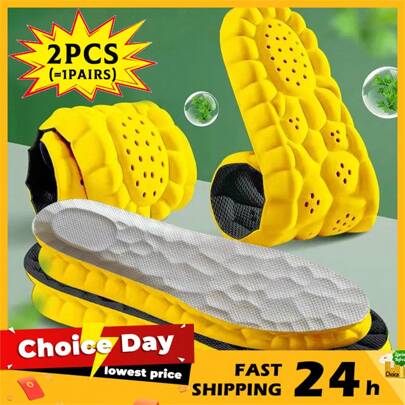 4D Sport Men's And Women's Insole Sweat Absorbent Memory Resilient Anti-Bacteria, Deodorant, Sweat Absorbent, Breathable, High Elasticity Shock Absorbent Insole, EVA