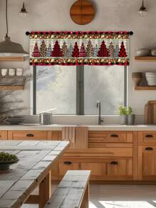 1 件星形装饰树厨房窗帘，现代时尚家居装饰杆口袋窗帘，适合日常使用圣诞节圣诞装饰圣诞装饰圣诞装饰 - 彩色 - 查看 4