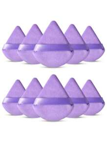 10pcs Reusable Soft Fluffy Triangle Makeup Sponges, Suitable For Face, Body, Powder, Wet & Dry Makeup Tools - Multicolor - View 9