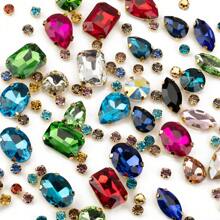 130 peças de strass de cristal de tamanhos variados, garras de vidro costuradas, enfeites de strass com parte traseira plana para artesanato faça você mesmo, roupas, sapatos, vestidos, acessórios de joias