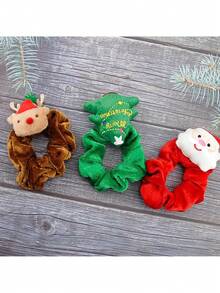 1pc Christmas Hair Scrunchies,Silk Christmas Hair Ties Elastic,With Christmas Tree Santa Claus Elk Soft Elastic Hair Bands,Red And Green Brown Checkered Hair Ties Xmas Ponytail Holders For Women Girls Christmas Decorations Home Christmas Gifts Christmas Decor