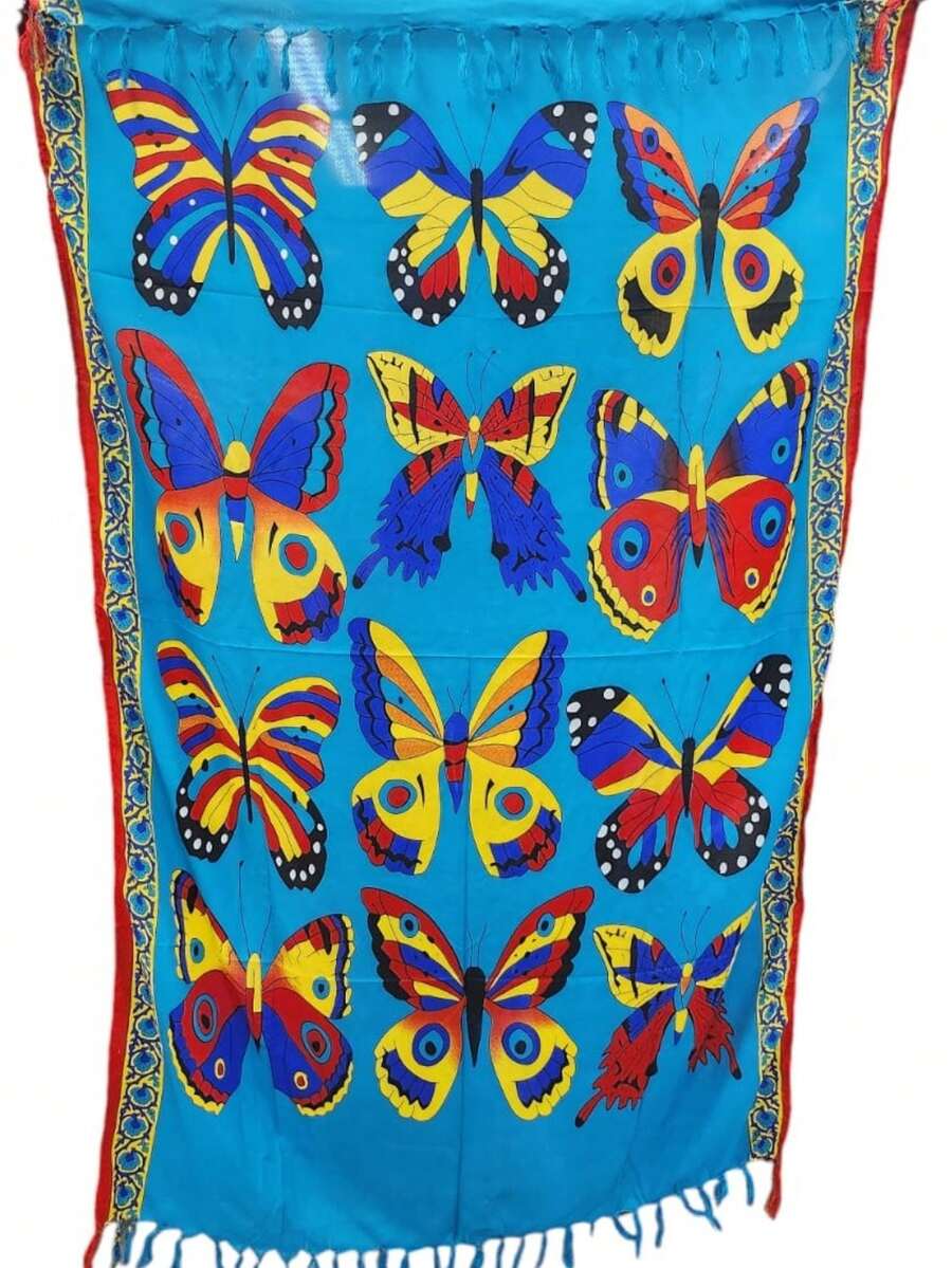 TRICOZHU BEACH COVER-UP CANGAS LOTS OF  PRINT Elephant Owl Lion Tiger Dolphin Flower COLORFUL PLAIN ..... - Màu be - Xem 1