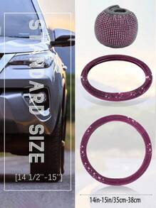 1件装水钻装饰汽车方向盘套，紫色汽车配件 - 粉色 - 查看 6