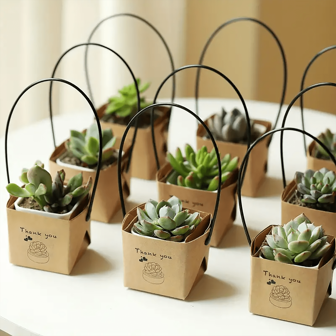 40pcs/Set Thank You For The Succulent Plant Packaging For 2 Inch Mini Potted Plants, Succulent Plant Boxes, Kraft Paper Gift Bags, Decorative Sleeves, Succulent Plant Label Decoration For Wedding Return Gifts, Teacher Thanksgiving Day, Small Business Supplies