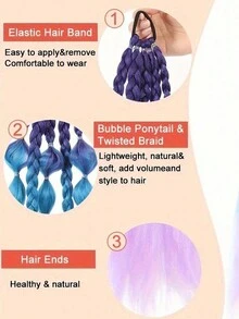 Extensiones de cabello con trenzas de colores con liga, piezas de cabello sintético trenzado de colores para accesorios de cabello trenzado, cabello ondulado postizo para mujeres y niñas para vestirse de fiesta, destacados - Multicolor - Ver 4