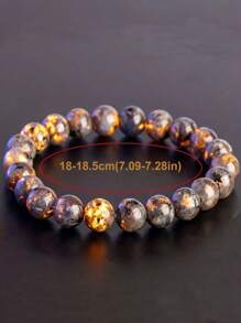 YAUKIA 1 件火焰石手链天然 Yooperlite 手链紫外线反应发光圆珠手链冥想瑜伽 8 毫米 10 毫米 - 彩色 - 查看 3