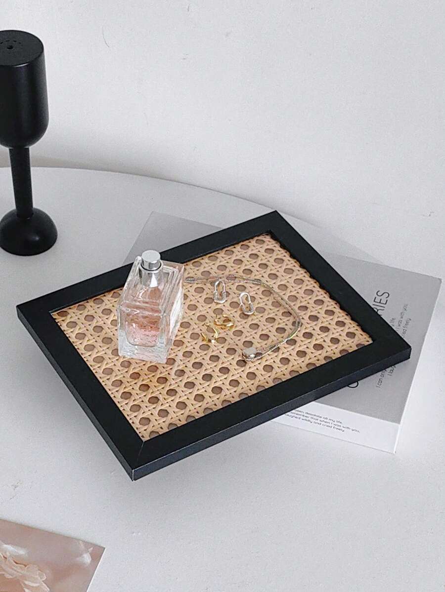 1 件创意复古桌面装饰托盘，北欧风格摄影道具，桌面香水和化妆品展示架，珠宝收纳 - 黑色 - 查看 1