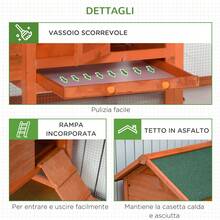 PawHut Pollaio per Galline Ovaiole da Esterno in Legno Prefabbricato con Nido per Cova, Gabbia per Galline con Vassoio Estraibile per e Giardino, 170x81x110 cm - Arancione - Visualizzare 8