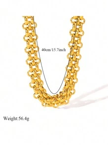 1pc Stainless Steel Personalized Hiphop Thick Chain OT Clasp Necklace, Suitable For Daily Wear And As Festival Gifts