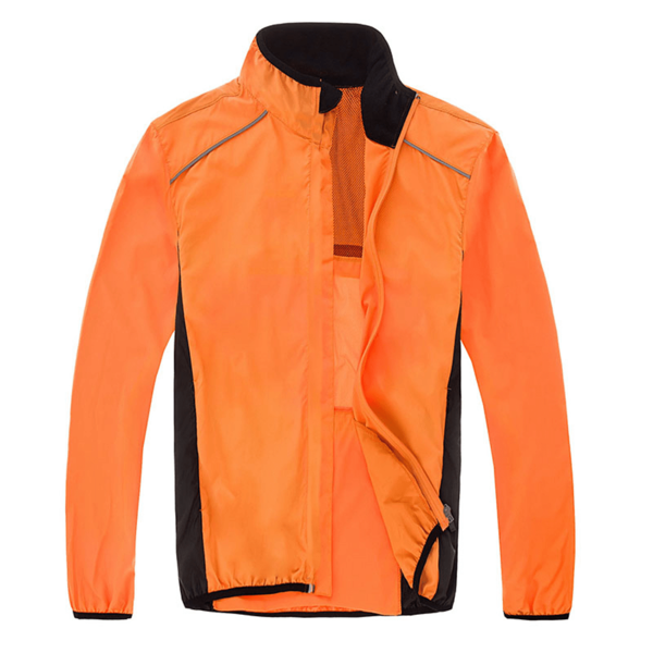Jaqueta Corta Vento Refletivo Resistente a Água Com Bolsos Zíper Fitness Ideal Ciclismo Caminhada