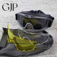 Gafas tácticas militares, gafas para deportes al aire libre, con 3 lentes antivaho intercambiables, utilizadas para juegos de guerra, escalada y ciclismo.LENTE DE SOL HOMBRE O MUJER - Negro - Ver 1