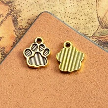 10/20 件狗爪/猫爪印花串珠吊坠，金属小狗脚印饰物，适合 DIY 珠宝制作、项链和手链 - 彩色 - 查看 9