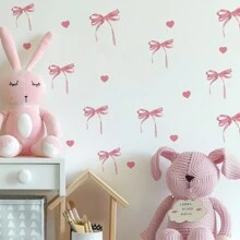 1pc Pink Bow Wall Sticker, Peel And Stick, Pink Bow Heart Decal For DIY Home Decoration, Suitable For Boys And Girls Bedroom, Living Room, Bathroom, Nursery, Cloakroom, Dressing Room, Party Decoration Bathroom Stickers, Stickers, Wall Decal, Vinyl Decal For Home Decorations, Spring Decoration Items Refresh Your Home, Festival Decoration Stickers Gifts Birthday Graduation School Decor School Surprise Dormitory Decor Back To School Room Decor School Supplies