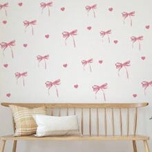 1pc Pink Bow Wall Sticker, Peel And Stick, Pink Bow Heart Decal For DIY Home Decoration, Suitable For Boys And Girls Bedroom, Living Room, Bathroom, Nursery, Cloakroom, Dressing Room, Party Decoration Bathroom Stickers, Stickers, Wall Decal, Vinyl Decal For Home Decorations, Spring Decoration Items Refresh Your Home, Festival Decoration Stickers Gifts Birthday Graduation School Decor School Surprise Dormitory Decor Back To School Room Decor School Supplies