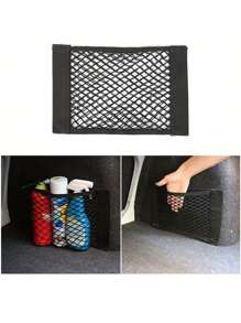 Double-Layer Elastic Mesh Hook And Loop Storage Bag, Using High-Quality Mesh Materials To Maximize The Double-Layer Mesh Pocket Bag For Car Trunk Storage, Car Trunk Storage Mesh Pocket - Black - View 6