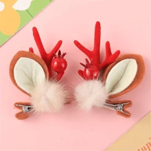 圣诞驯鹿鹿角发夹，可爱的鹿头带，适合节日派对装饰，圣诞节