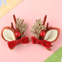 圣诞驯鹿鹿角发夹，可爱的鹿头带，适合节日派对装饰，圣诞节
