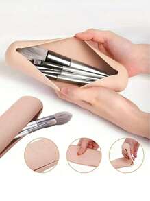 旅行化妆刷架，硅胶时尚便携式化妆刷架，柔软时尚的化妆工具收纳盒，适合旅行 - 卡其色、房间、家庭、卧室、浴室、房屋、粉色房间、客厅装饰、旅行用品、礼品袋、送给妈妈、爸爸、男士、朋友、老师、生日、婚礼、书桌、架子、配件、礼品盒、有趣的礼物、存储、化妆刷架 - 彩色 - 查看 1