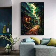 Tranh canvas và tranh in hình kiến trúc đường phố Nhật Bản với họa tiết hoa anh đào, tranh nghệ thuật treo tường cho phòng khách hiện đại. - Nhiều màu - Xem 7