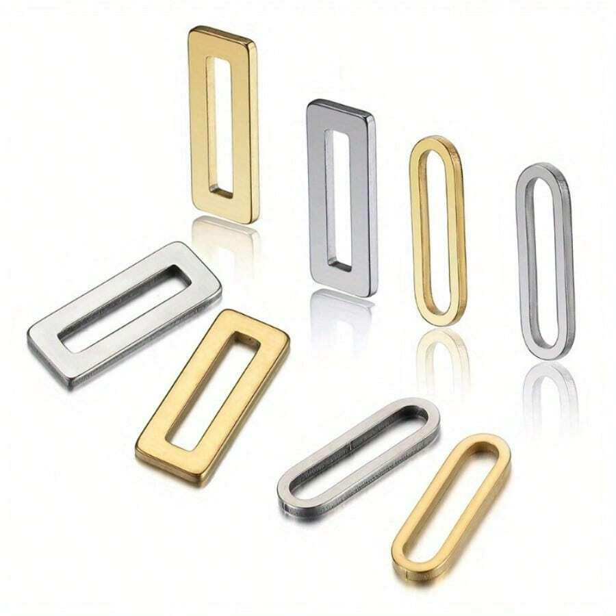 10-20pcs Stainless Steel Geometric Square Oval Pendant, DIY Jewelry Findings For Necklace Bracelet Earring